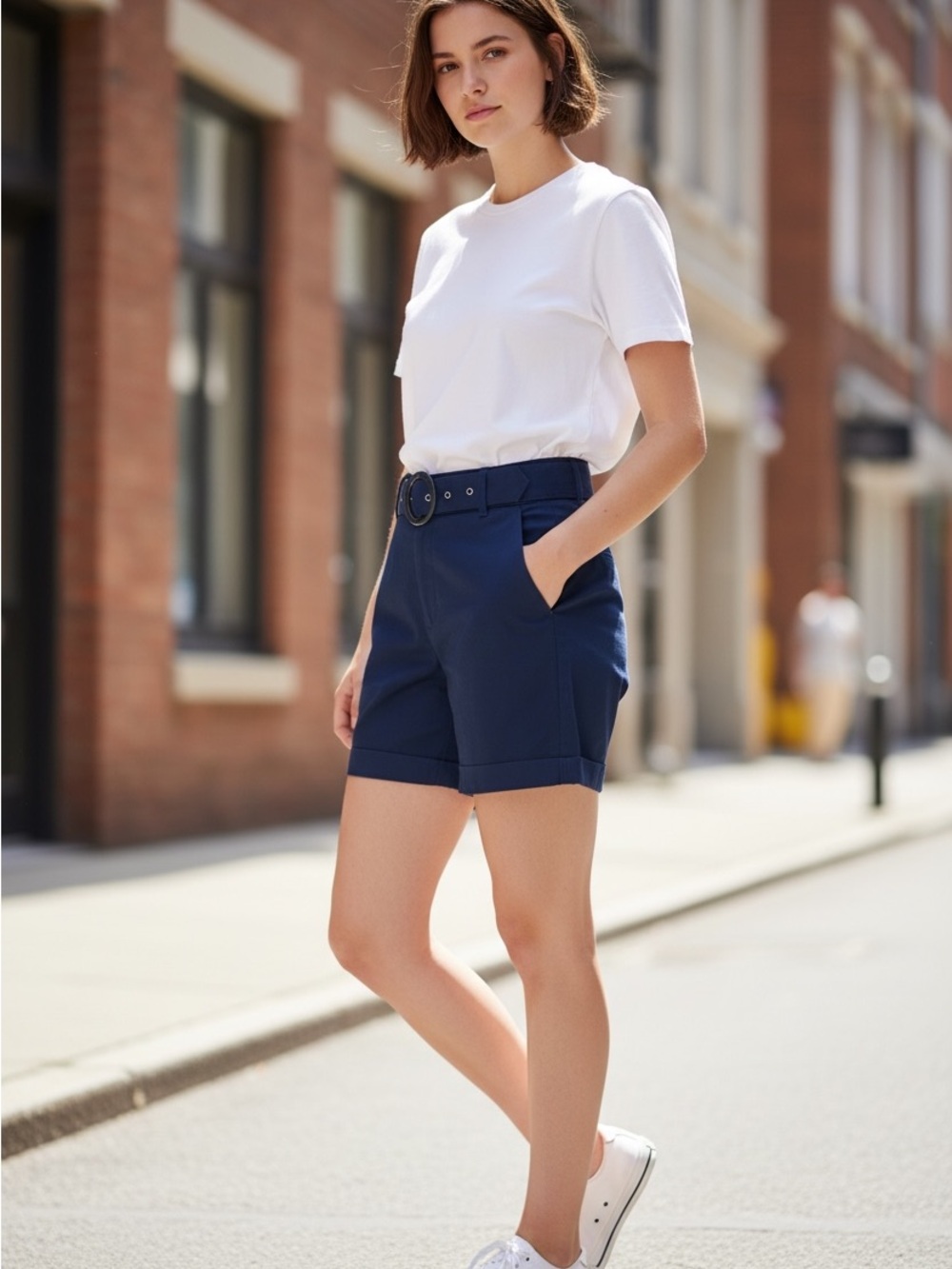 Torrid Navy Sateen Belted Shorts – Size 26 – NWT